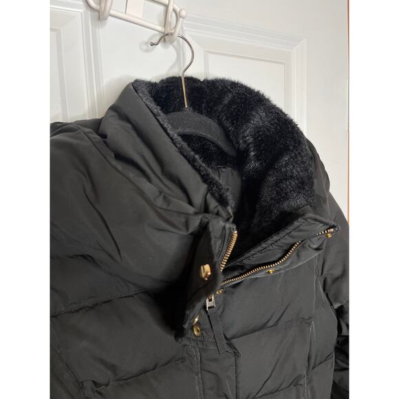 Zara Size Small Black Feather Down filled Puffer Coat Snap and Zip Front Hooded - Picture 3 of 10
